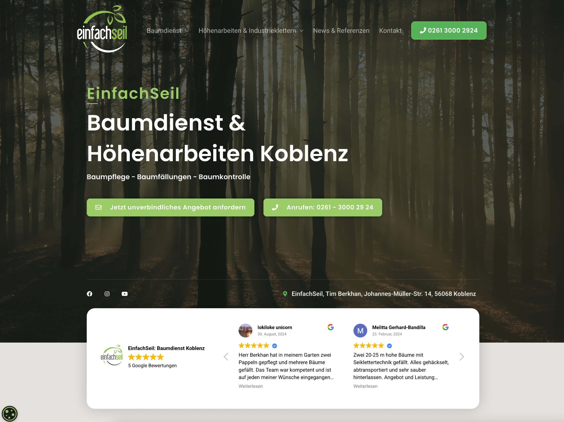 Website Baumdienst EinfachSeil