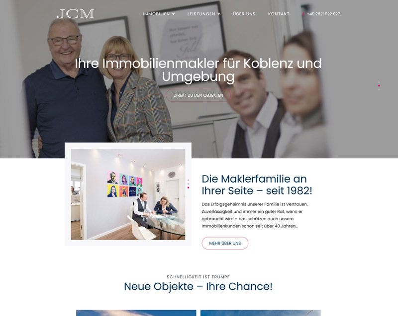 Website JCM Immobilienmakler