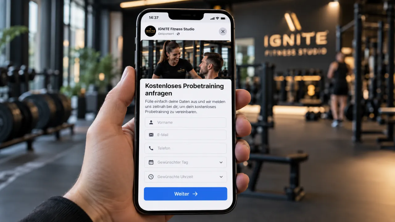 Meta Ads mit Lead-Formular für das Probetraining