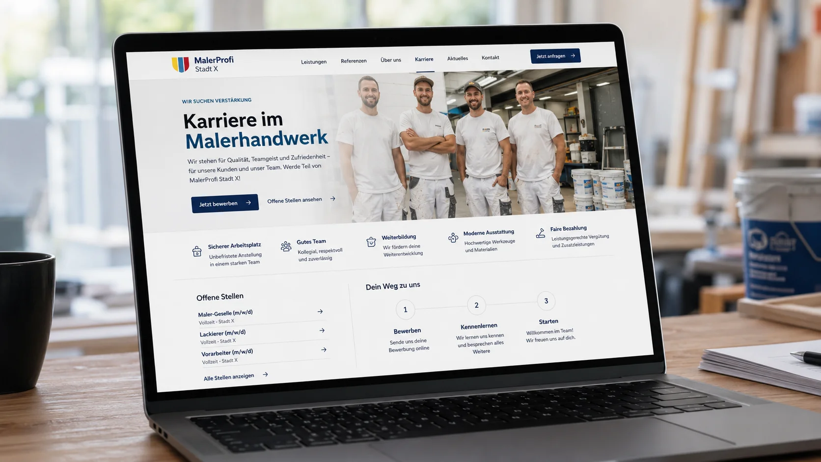 Karriere-Seite für die Maler-Branche
