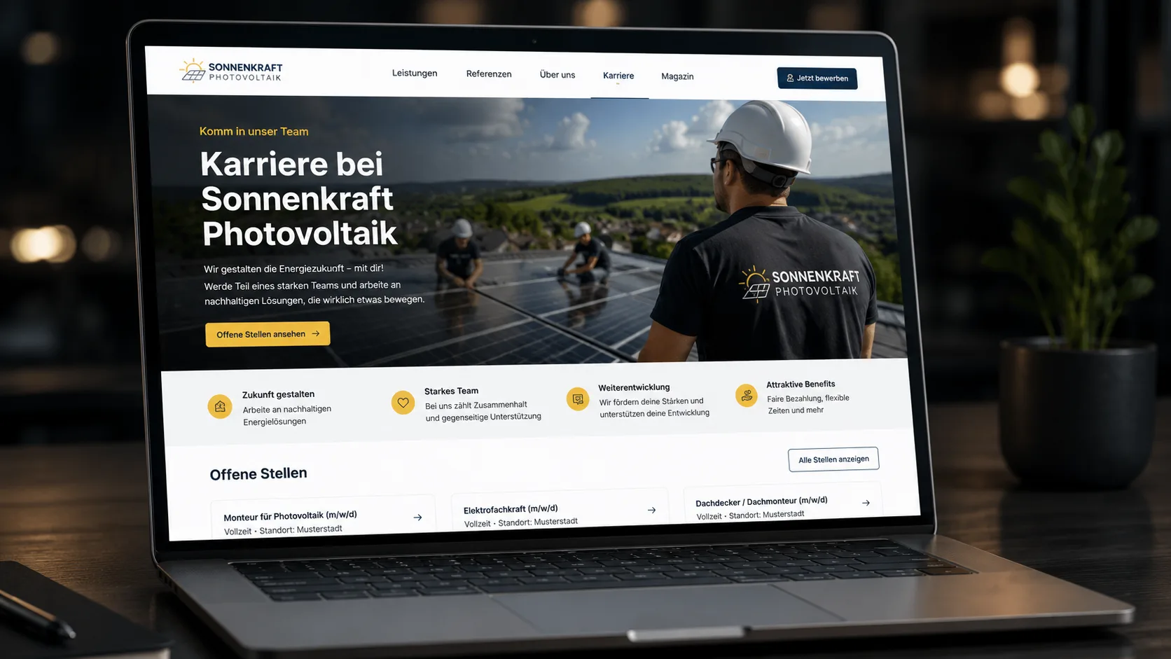 Karriere-Seite für Solarteure und Elektrofachkräfte