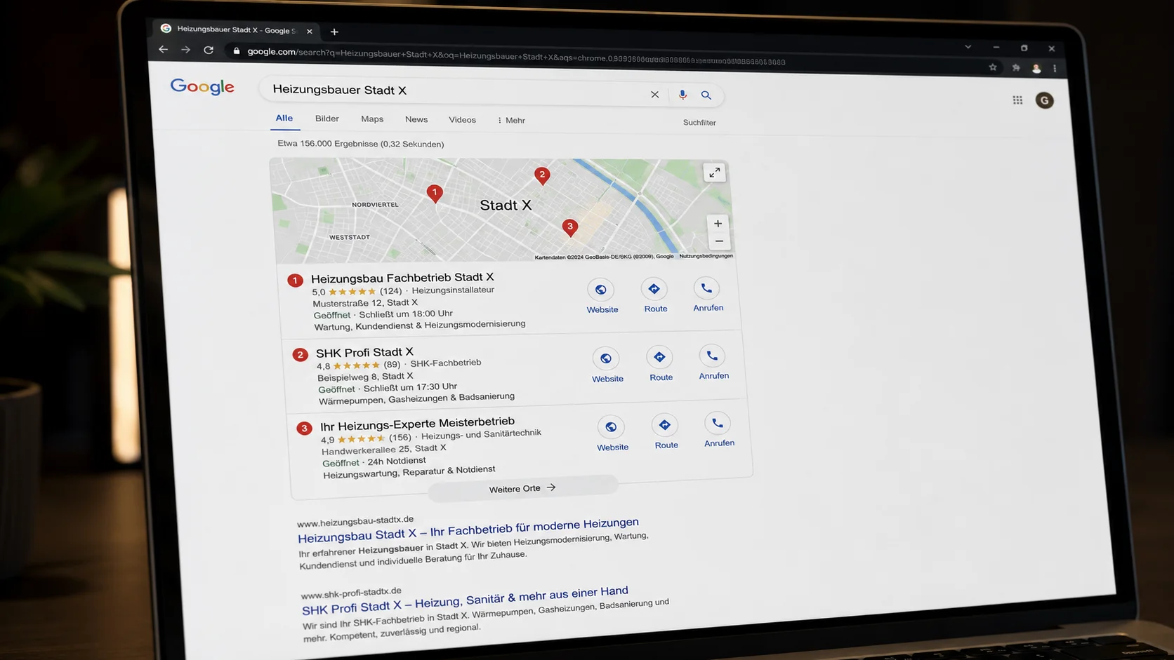 Local SEO für 'Heizungsbauer [Stadt]'
