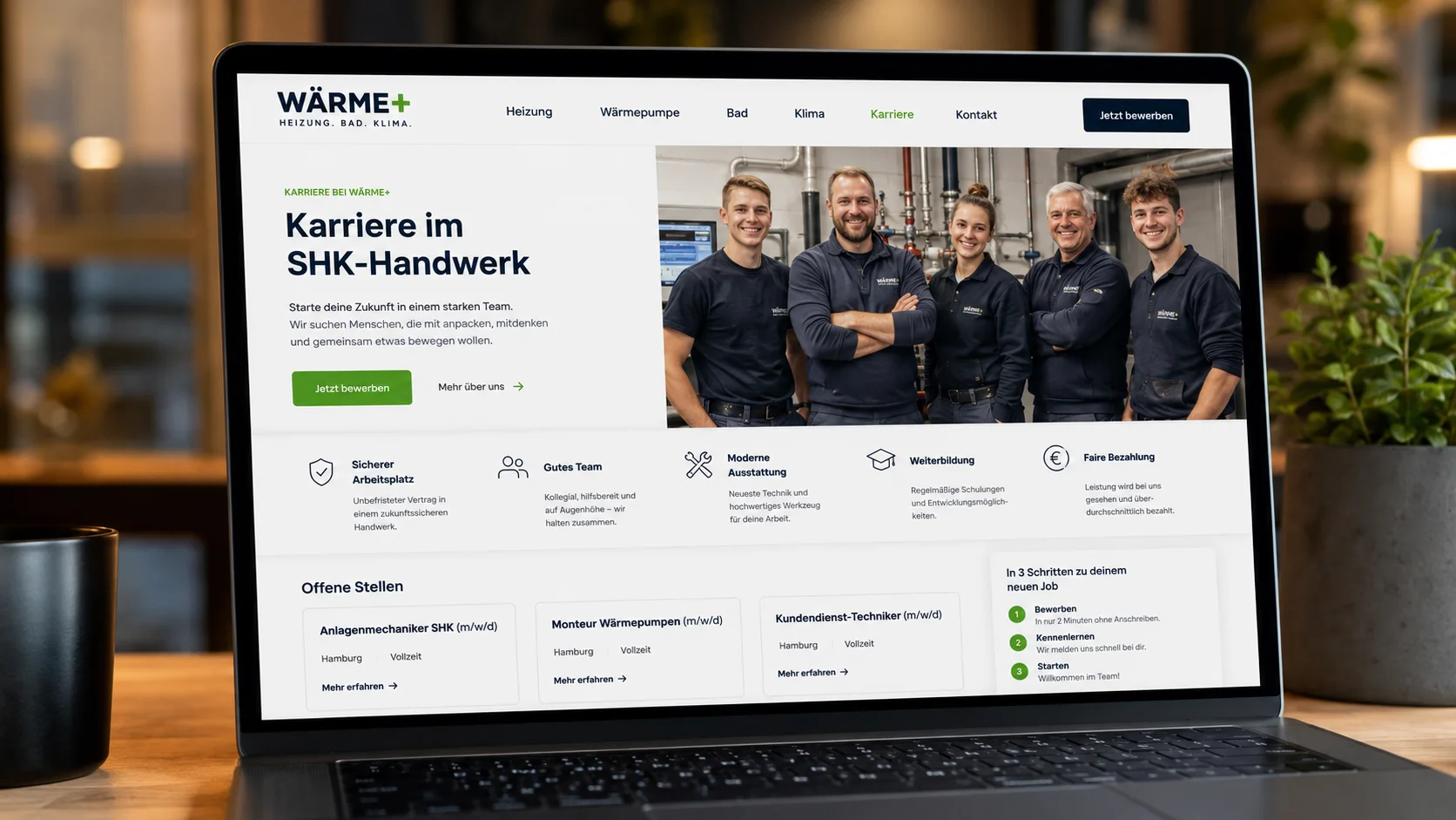 Karriere-Seite für den SHK-Fachkräftemangel