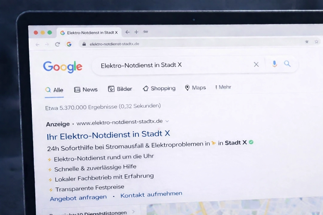 Gefunden werden bei 'Elektro-Notdienst in [Stadt]'