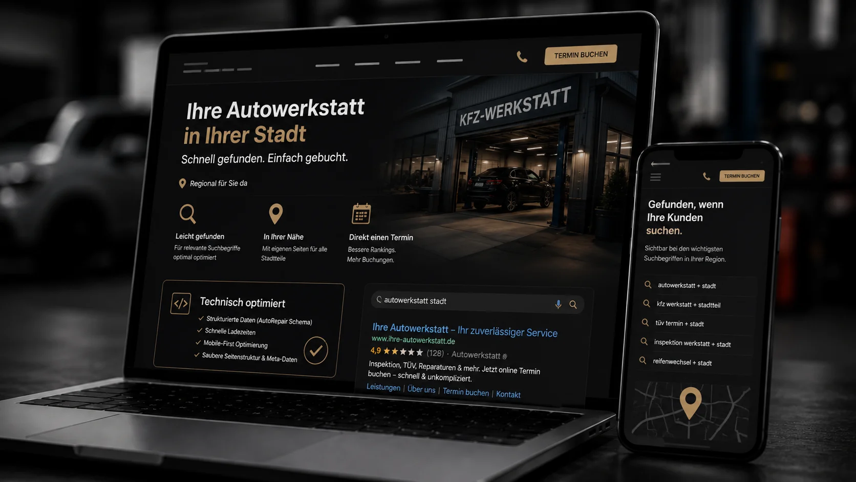 SEO-Fundament für 'Autowerkstatt [Stadt]' & 'TÜV Termin'