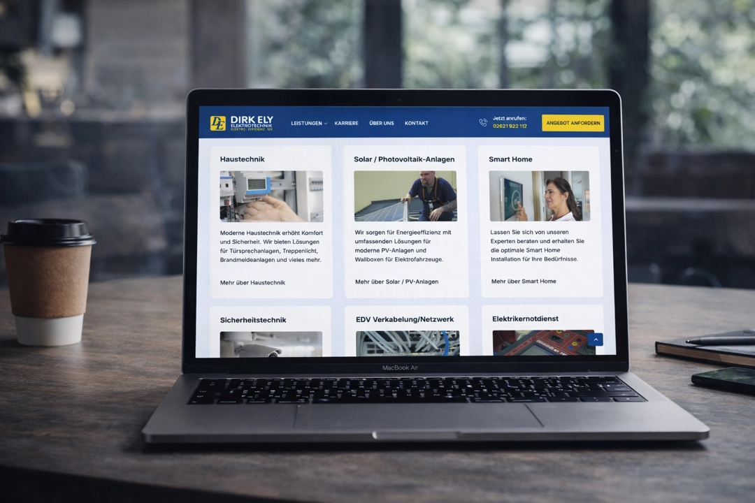 Projektgalerie für Elektriker Website