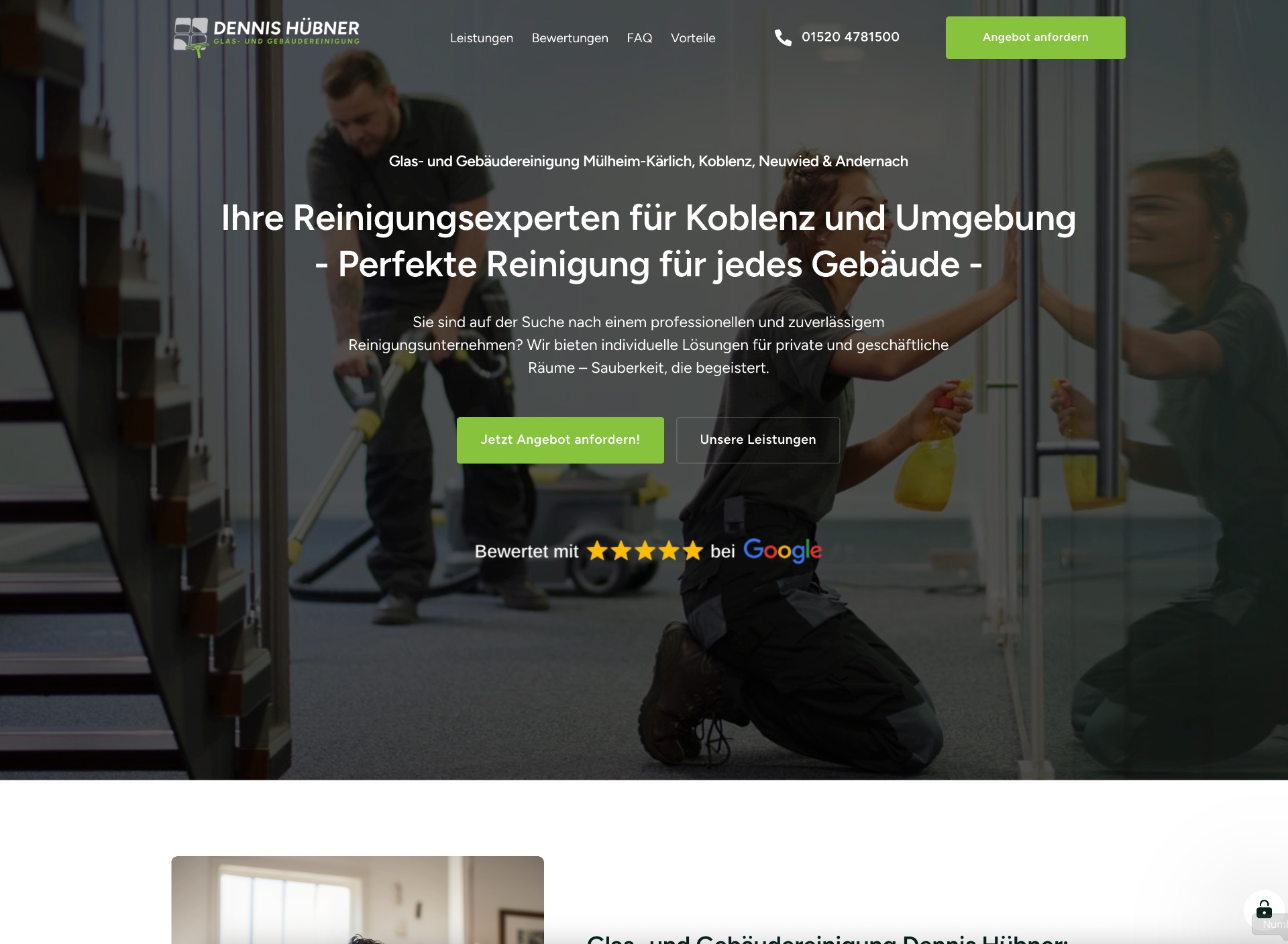 Website Dennis Hübner Glas- und Gebäudereinigung